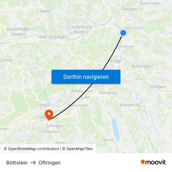 Böttstein to Oftringen map