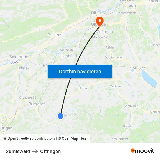 Sumiswald to Oftringen map