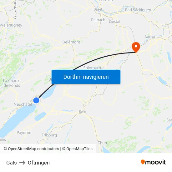 Gals to Oftringen map