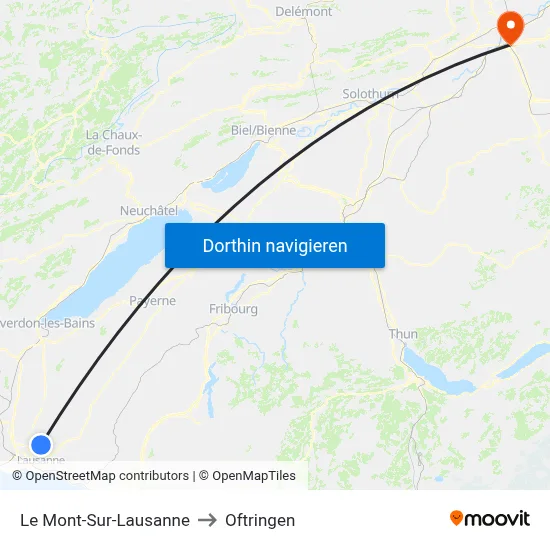 Le Mont-Sur-Lausanne to Oftringen map