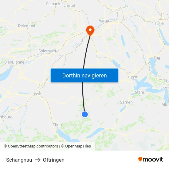 Schangnau to Oftringen map