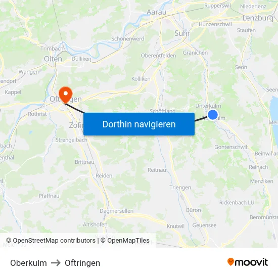 Oberkulm to Oftringen map