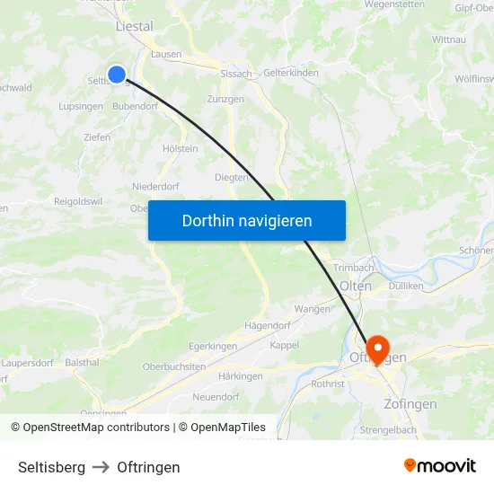 Seltisberg to Oftringen map