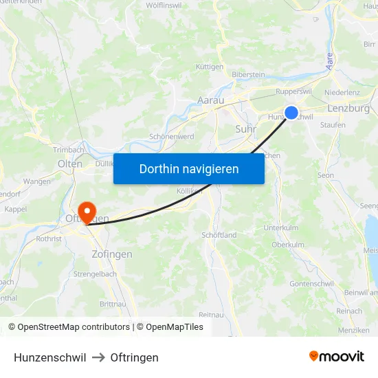Hunzenschwil to Oftringen map