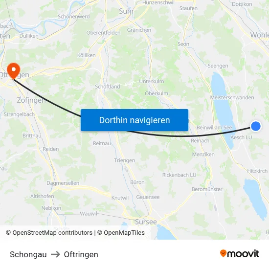 Schongau to Oftringen map