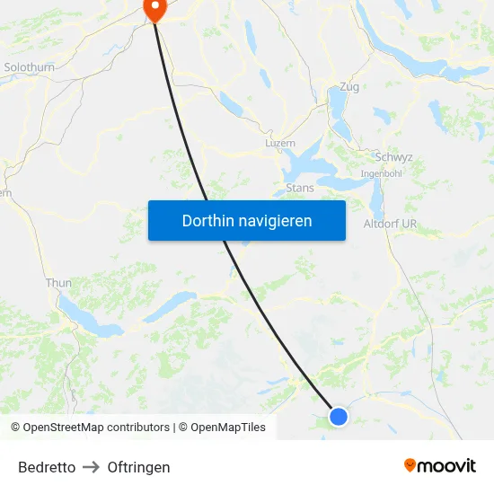 Bedretto to Oftringen map