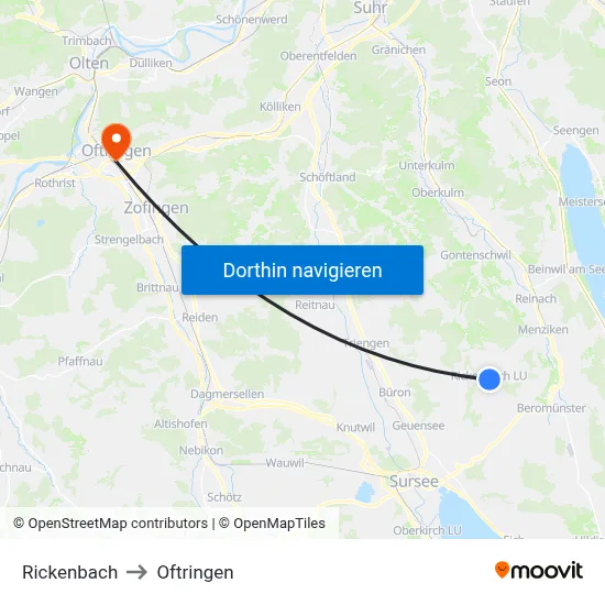 Rickenbach to Oftringen map
