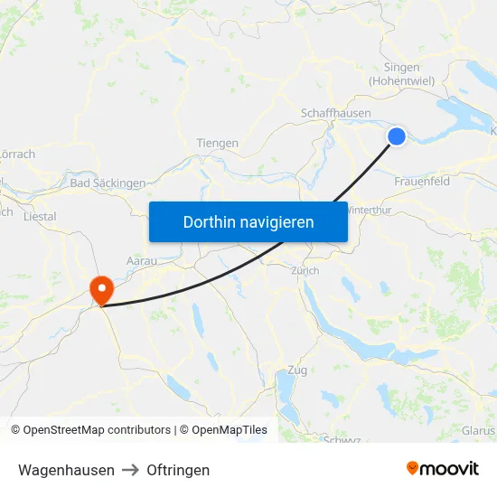 Wagenhausen to Oftringen map