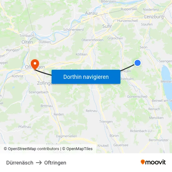Dürrenäsch to Oftringen map