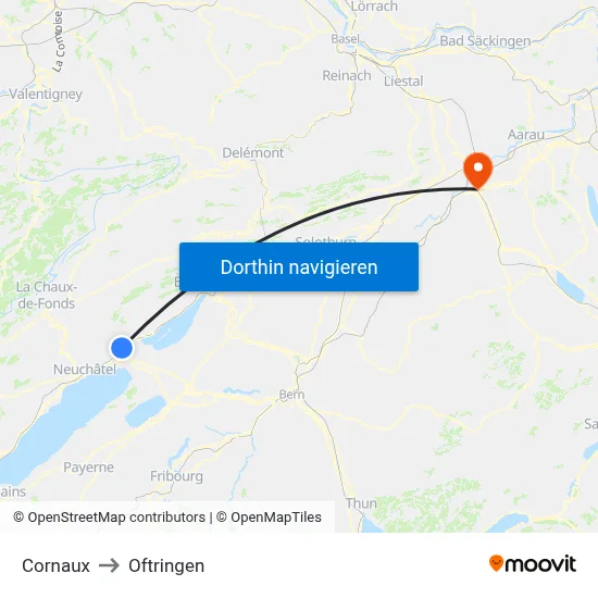 Cornaux to Oftringen map