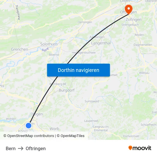 Bern to Oftringen map