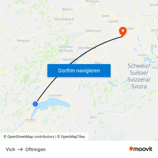Vich to Oftringen map