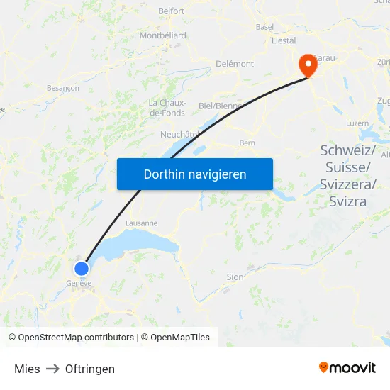 Mies to Oftringen map