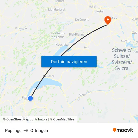 Puplinge to Oftringen map