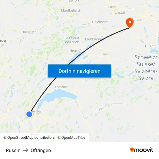 Russin to Oftringen map