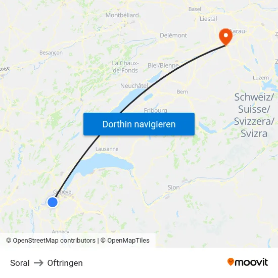 Soral to Oftringen map