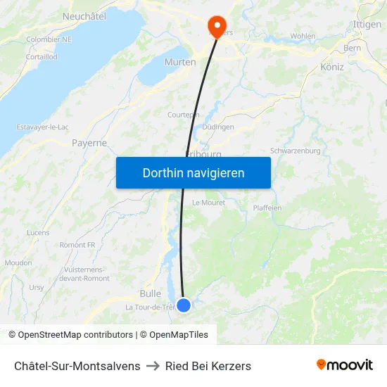 Châtel-Sur-Montsalvens to Ried Bei Kerzers map