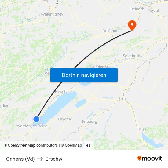 Onnens (Vd) to Erschwil map