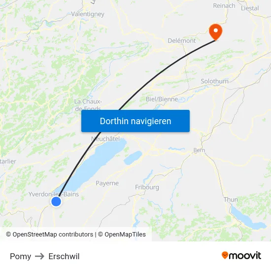 Pomy to Erschwil map