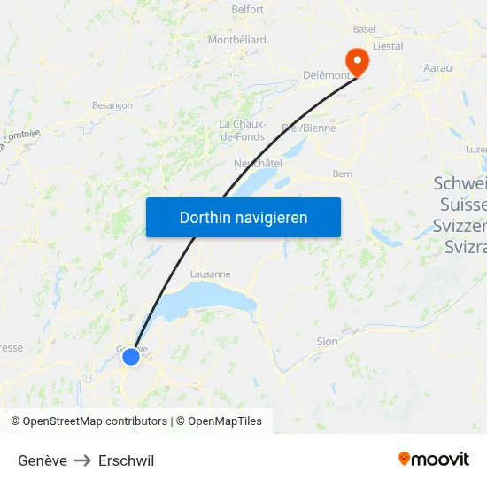 Genève to Erschwil map