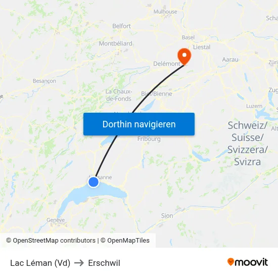 Lac Léman (Vd) to Erschwil map