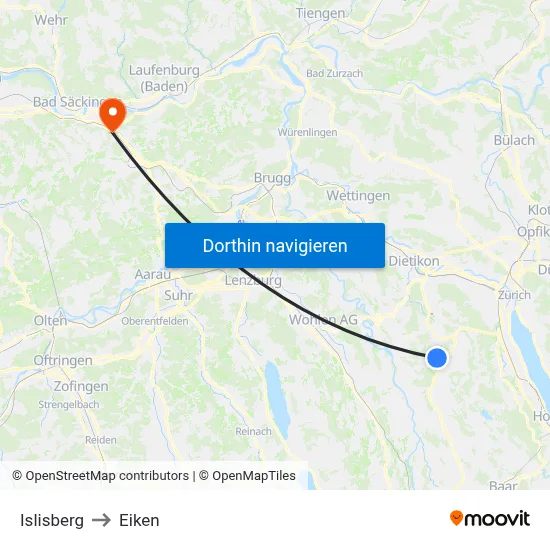 Islisberg to Eiken map