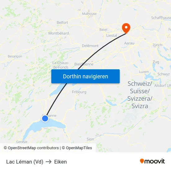 Lac Léman (Vd) to Eiken map