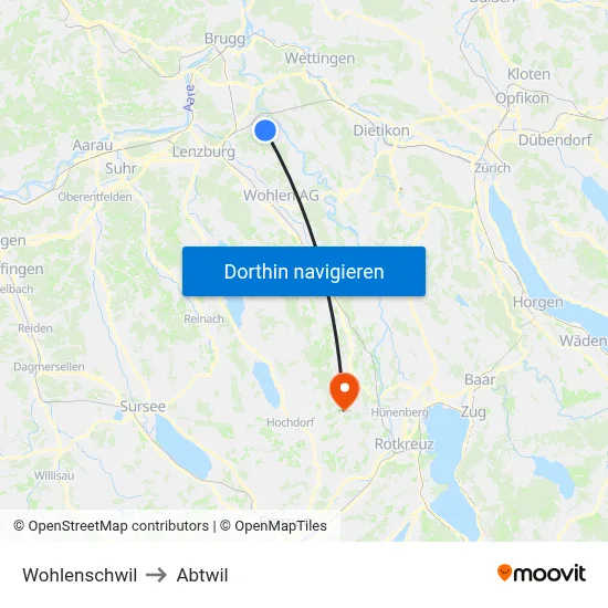 Wohlenschwil to Abtwil map