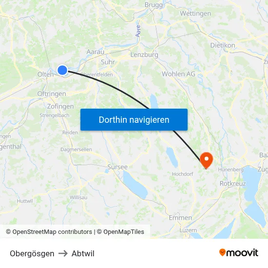 Obergösgen to Abtwil map