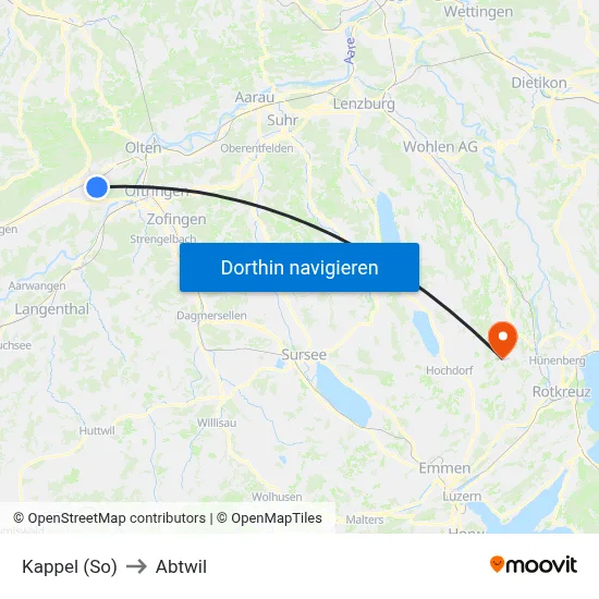 Kappel (So) to Abtwil map