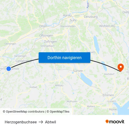 Herzogenbuchsee to Abtwil map