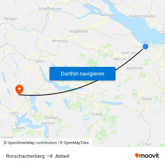 Rorschacherberg to Abtwil map