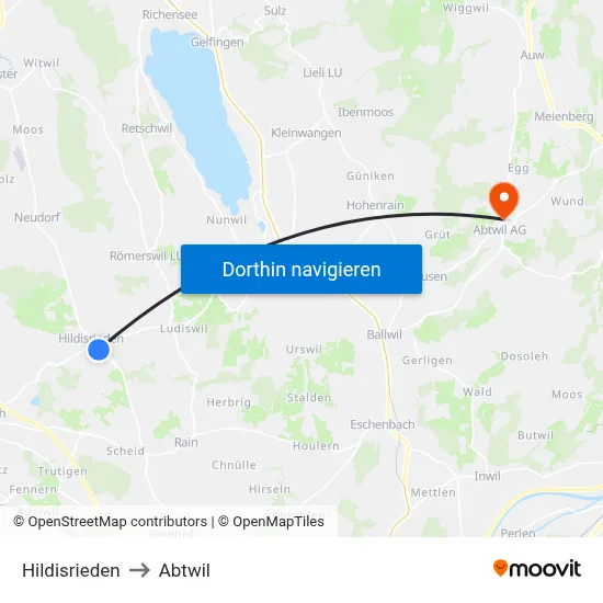 Hildisrieden to Abtwil map