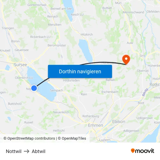 Nottwil to Abtwil map