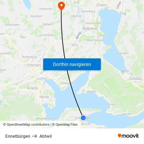 Ennetbürgen to Abtwil map