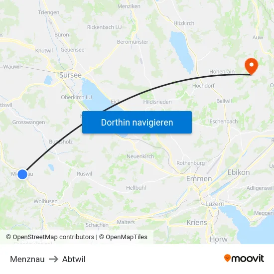 Menznau to Abtwil map