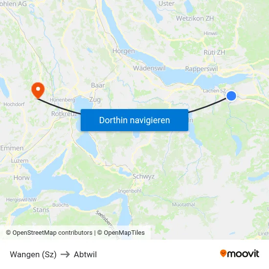Wangen (Sz) to Abtwil map