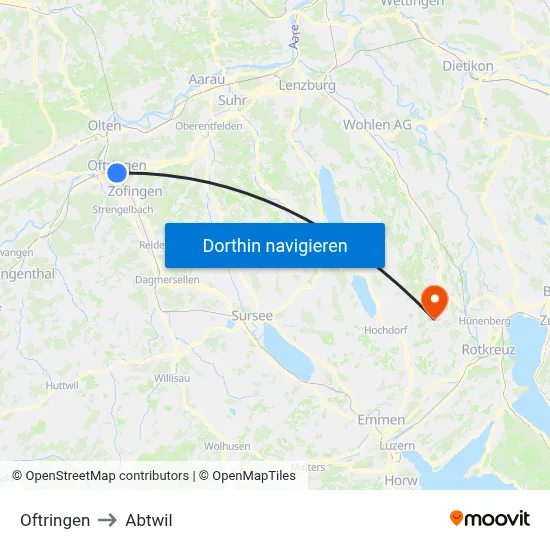 Oftringen to Abtwil map