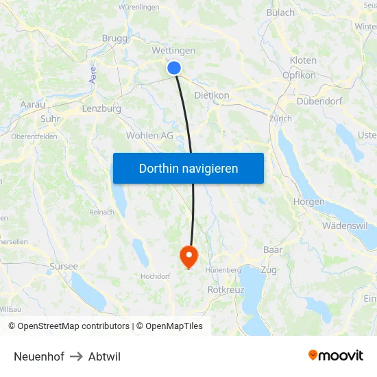 Neuenhof to Abtwil map