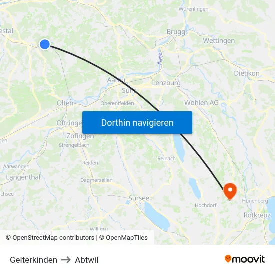 Gelterkinden to Abtwil map