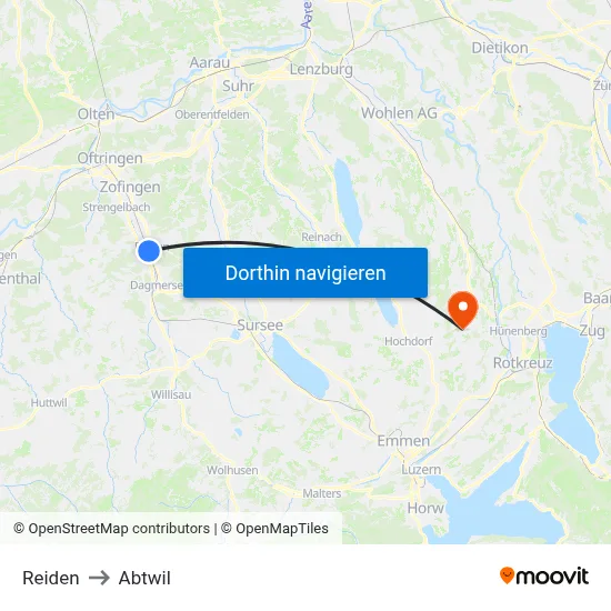 Reiden to Abtwil map
