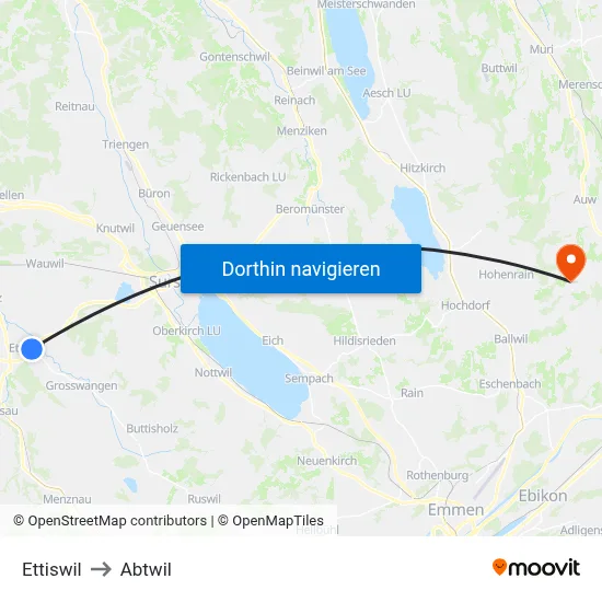 Ettiswil to Abtwil map