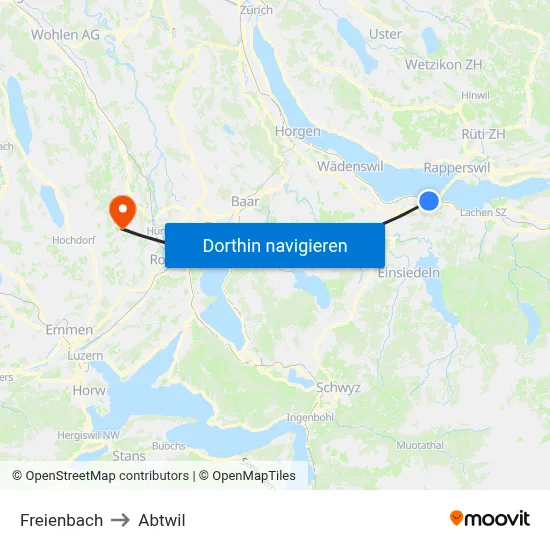 Freienbach to Abtwil map