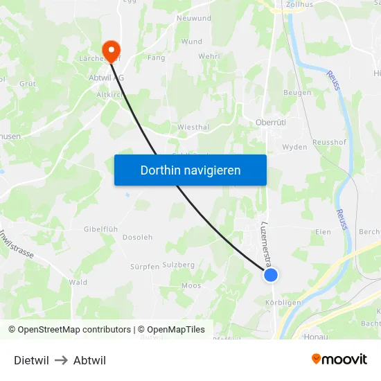 Dietwil to Abtwil map