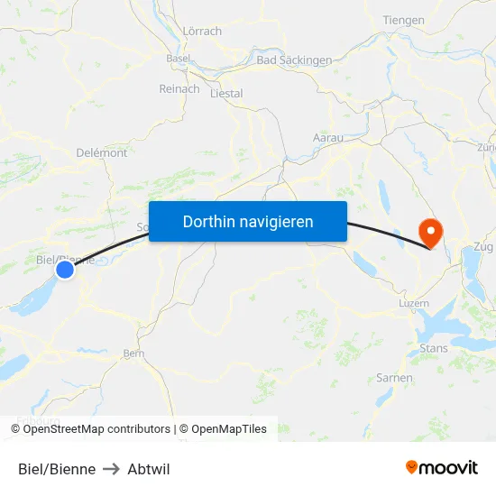 Biel/Bienne to Abtwil map