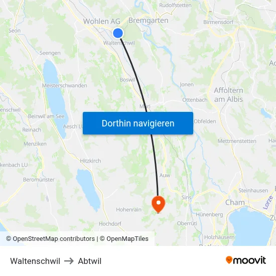 Waltenschwil to Abtwil map