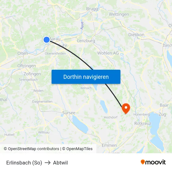 Erlinsbach (So) to Abtwil map