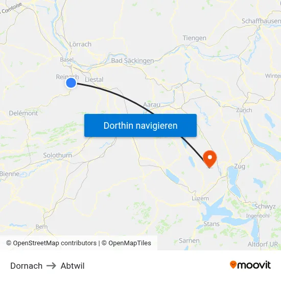 Dornach to Abtwil map