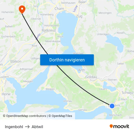 Ingenbohl to Abtwil map