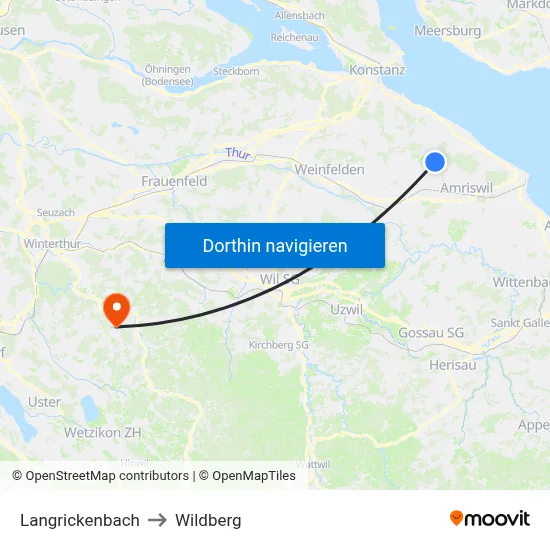 Langrickenbach to Wildberg map